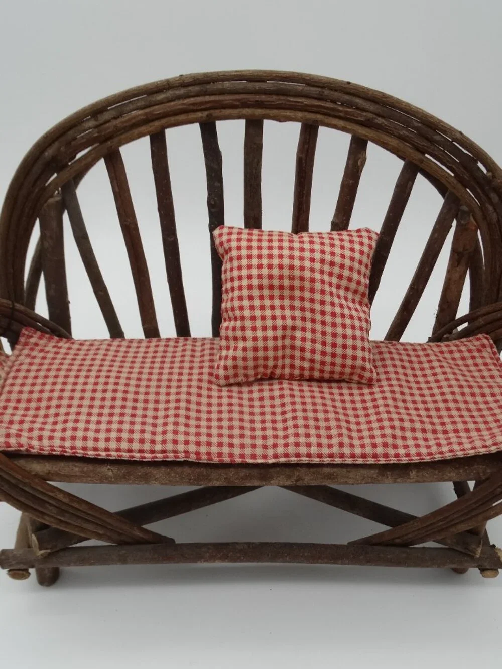 Vintage Boyd's Bear Brook's Willow Wood Settee with Cushion Doll  Chair Bench
